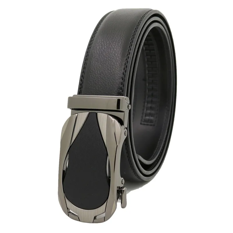 

LannyQveen Fashion men's Automatic belts cow Leather Belt for men alloy buckle business quality Hot Selling