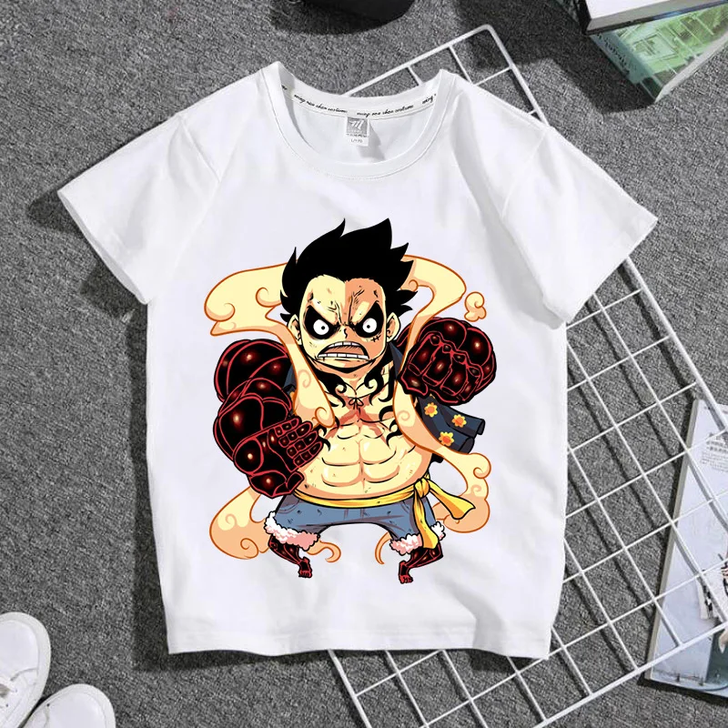 

New Boy T-shirt ONE PIECE 4th Gear Luffy Personalized Printing Boy Short-sleeved T-shirt Comfortable Casual Short-sleeved