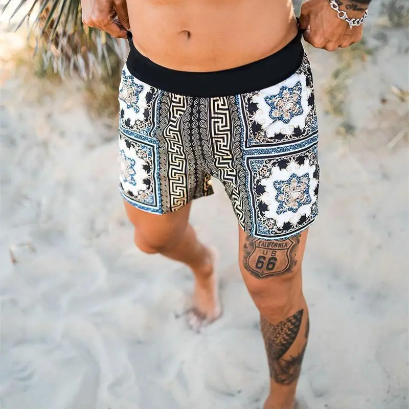 

Новые повседневные мужские шорты в европейском и американском стиле, пляжные модные тонкие быстросохнущие плавки для Гавайского Пляжа