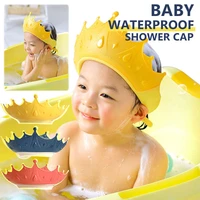 adjustable baby shower cap crab shape wash hair shield shampoo hat for baby bath ear protection safe children shower head cover