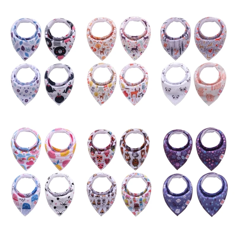 

Feeding Bib Soft Baby Burp Cloth Comfortable Toddler Cotton Bib Skin Friendly Infant Floral Teething Bib 4PCS