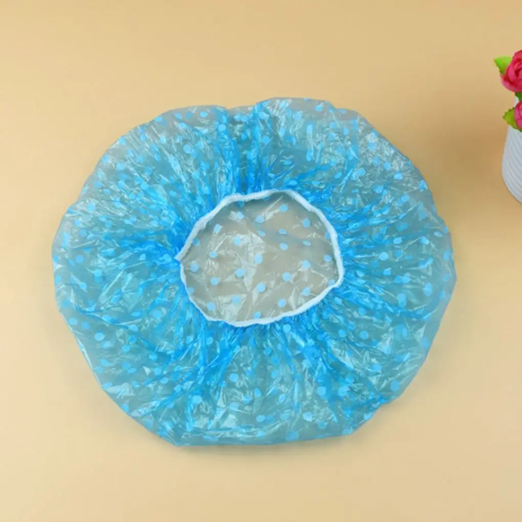 

6pcs Disposable shower caps Clear PE Plastic Shower Caps Large Elastic Thick Bath Beanie Women Spa Bathing disposable hat