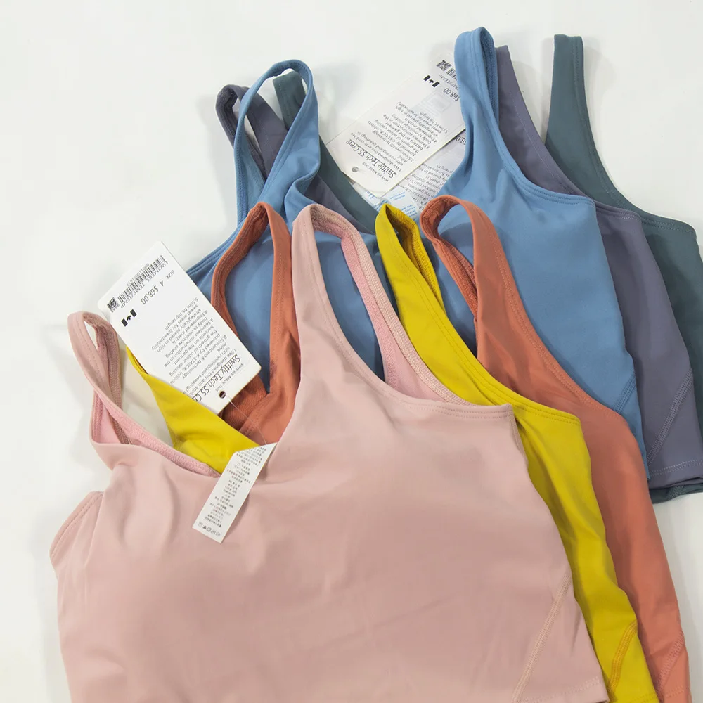 Lulu Fitness Tank Top Women Sports Support Sexy Tight Gym Yoga Vest Buttery Soft Weightless With Removable Chest Pad Custom Logo