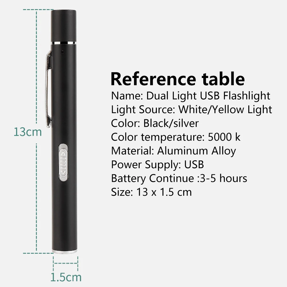 Фото Перезаряжаемый USB-фонарь-ручка с LED-подсветкой для медиков и медсестер, карманный фонарик для экстренной первой помощи A3 №4