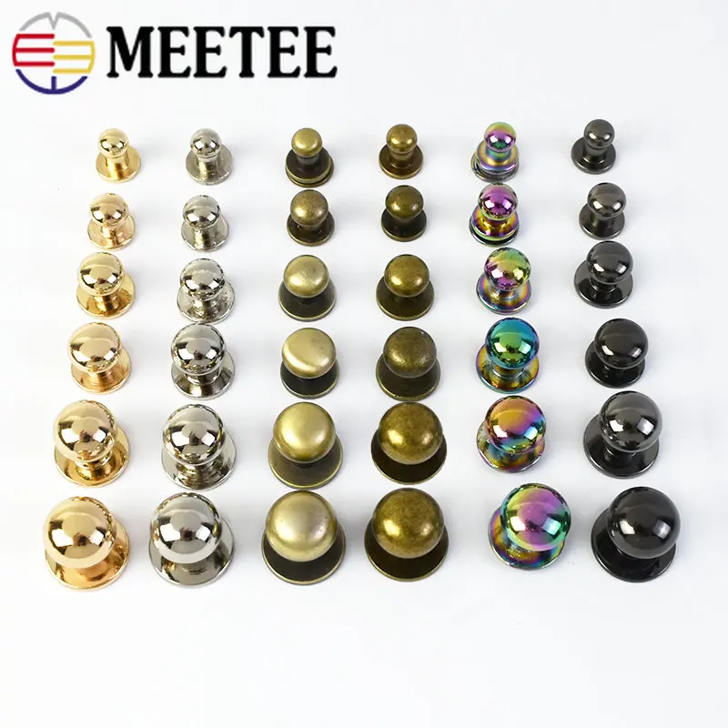 

100Pcs 4-12mm Round Head Screw Studs Metal Buckles Button Nail Rivet Wallet Belt Fastner Clasp DIY Leather Craft Bag Accessories