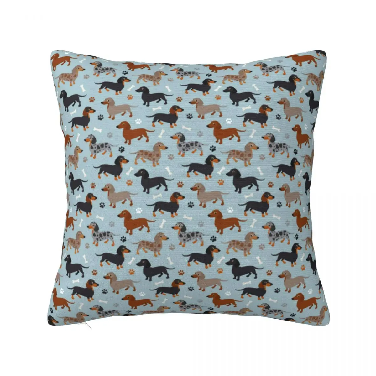 

Dog Print Pillow Case Dachshund Paws and Bones Summer Universal Pillowcase Polyester Cushion Zipper Cover