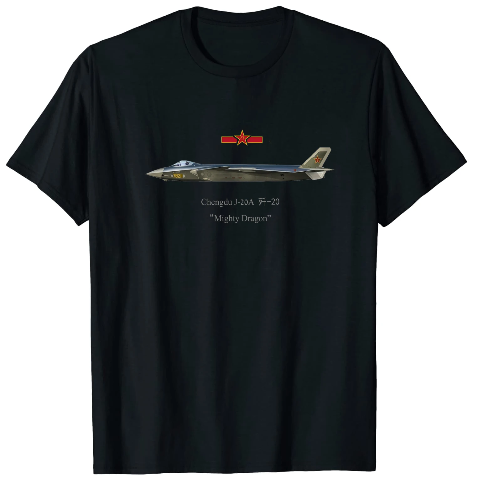 

Chinese Air Force J-20A "Mighty Dragon" Stealth Fighter T-Shirt 100% Cotton O-Neck Short Sleeve Casual Mens T-shirt Size S-3XL