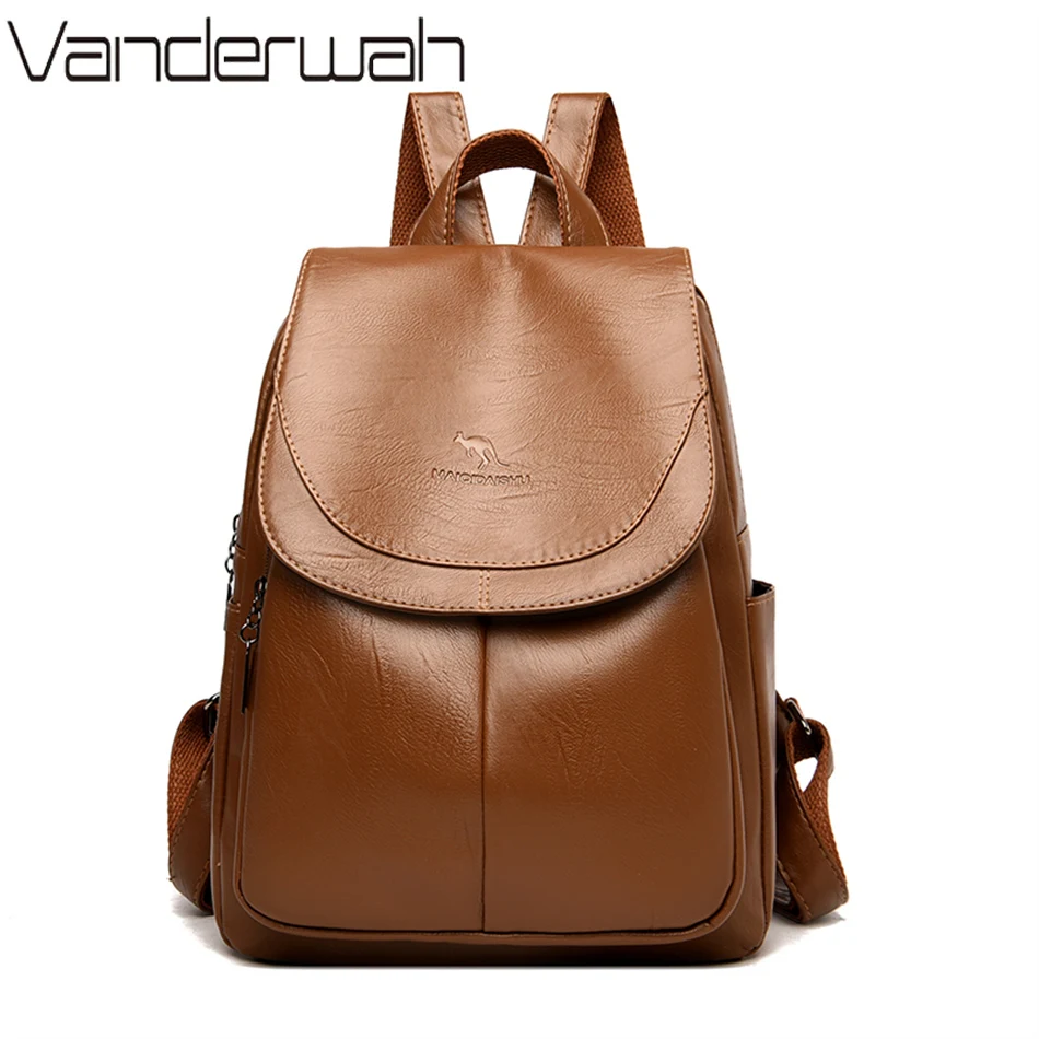 

High Quality Leather Backpack Casual Female Bookbags for Women 2022 Large Travel Back Packs for School Teenagers Girls Sac A Dos
