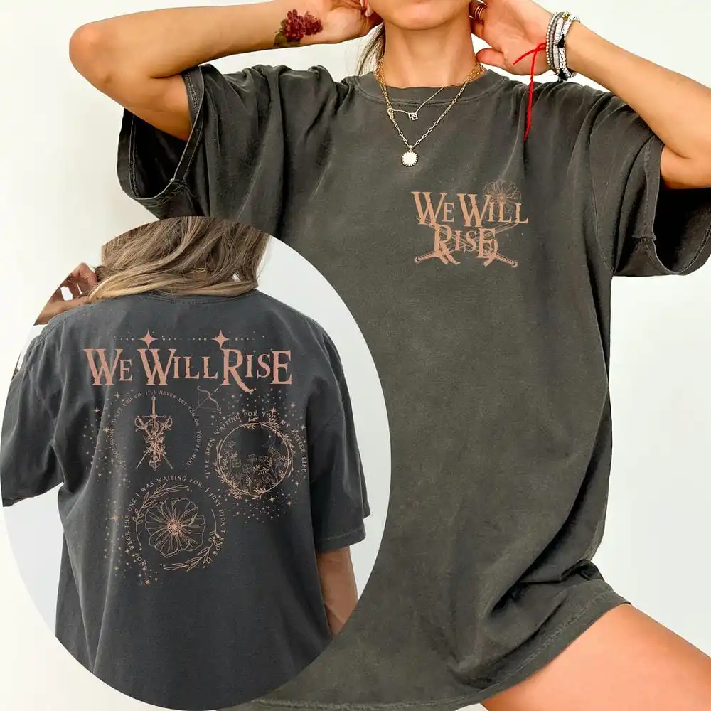 Retro From Blood and Ash Shirt We Will Rise Merch Jennifer Armentrout Poppy Hawke Romantasy Y2K Top Daily Trendy Streetwear
