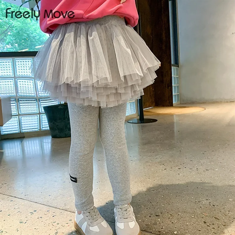 

Freely Move Pure Color Girls Pants Kids Leggings Children Clothing Autumn Cotton Leggings Baby Girl Skirt Pants