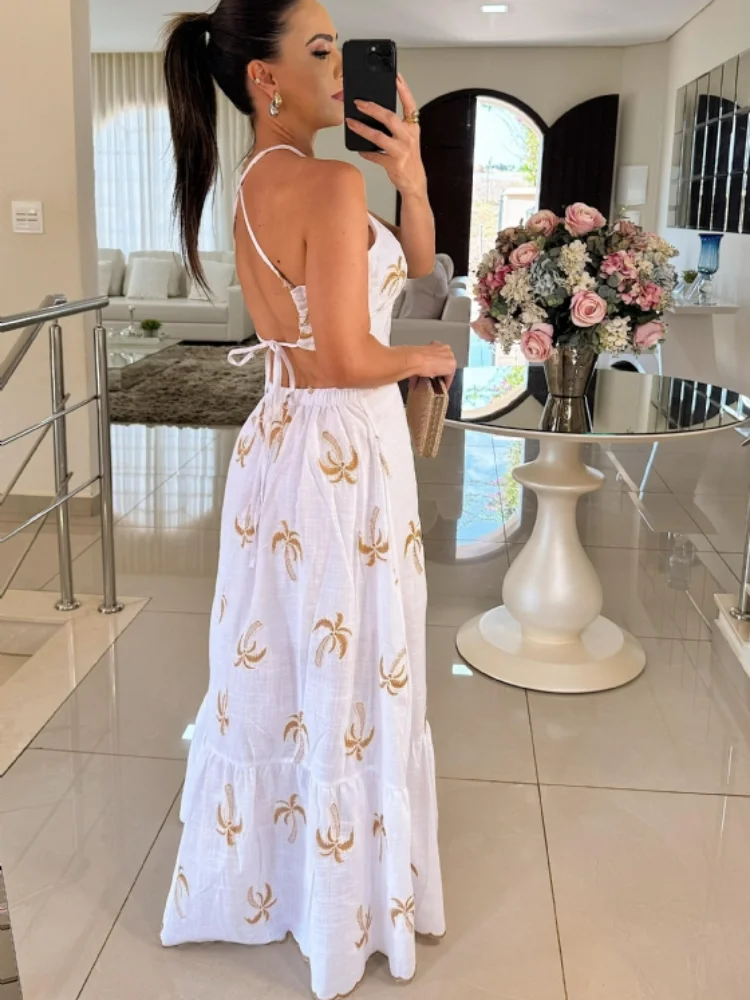 Женское длинное платье с открытой спиной элегантное шикарное лямкой на шее