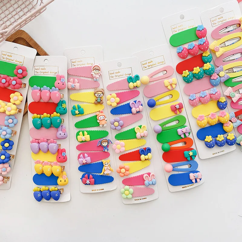 

10pcs/set Colorful Children Hairpins Cute Cartoon Water Droplets Hair Pins for Little Girl Bangs Side Clip Girl Hair Accessories