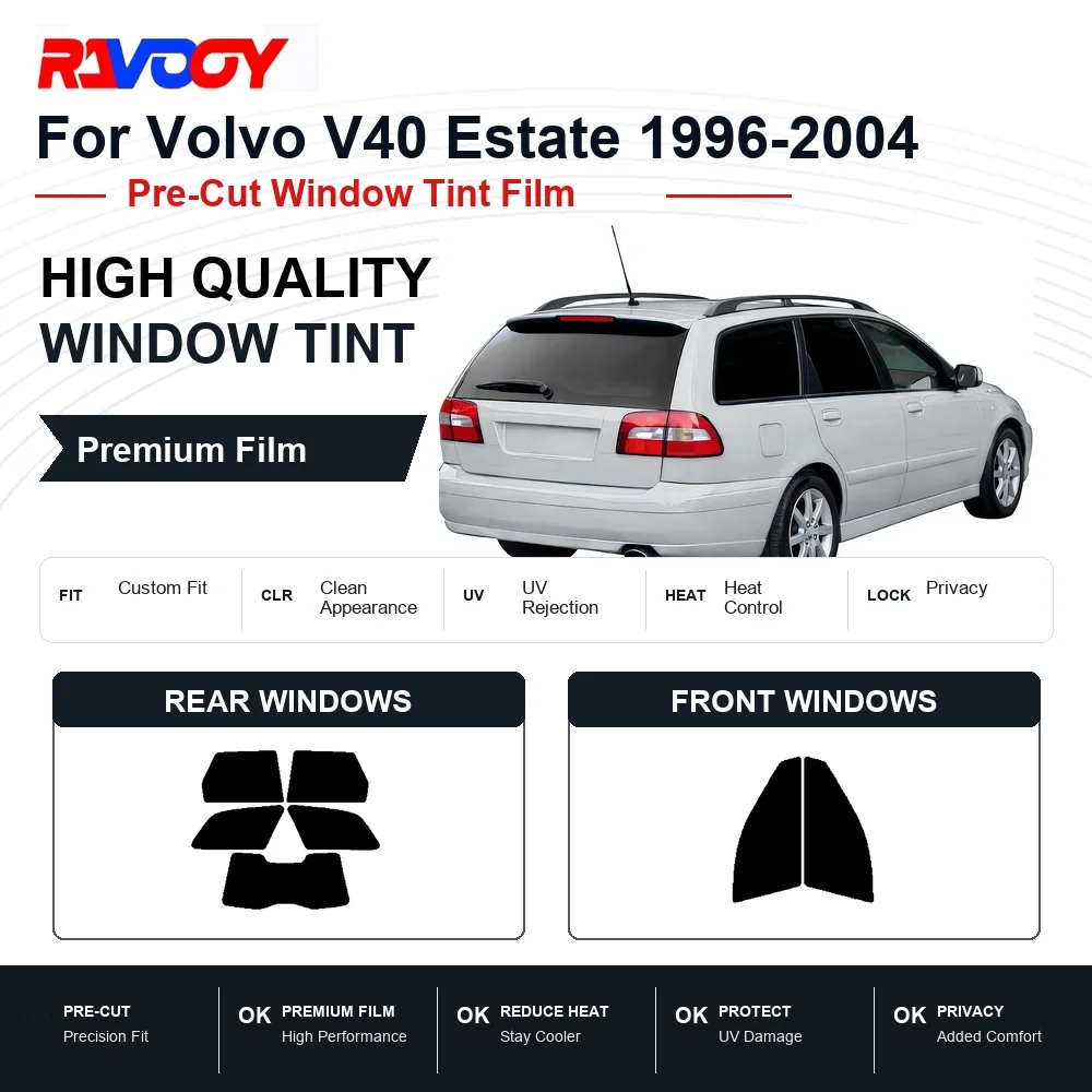 Фото Премиальная предварительно нарезанная тонировочная пленка для Volvo V40 Estate 1996-2004, для передних и задних окон, с защитой от УФ-излучения и теплоизоляцией, пленка для конфиденциальности №1