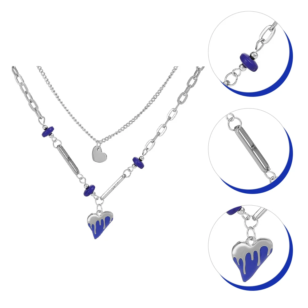 

Layered Choker Girls Fashion Elegant Layering Heart Necklace Jewelry Gift Clothing Accessory Clavicle Chain