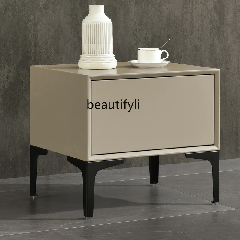 

GY Italian Minimalist Bedside Table Modern Light Luxury Simple Modern Bedroom Ins Style Bedside Cabinet Custom Furniture