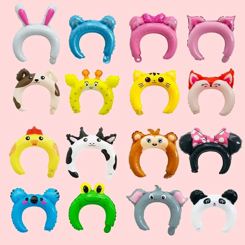 

50Pcs Cartoon Animal Tiara Headband Foil Balloons Rabbit Bear Fox Baby Shower Kids Toy Happy Birthday Wedding Party Decoration