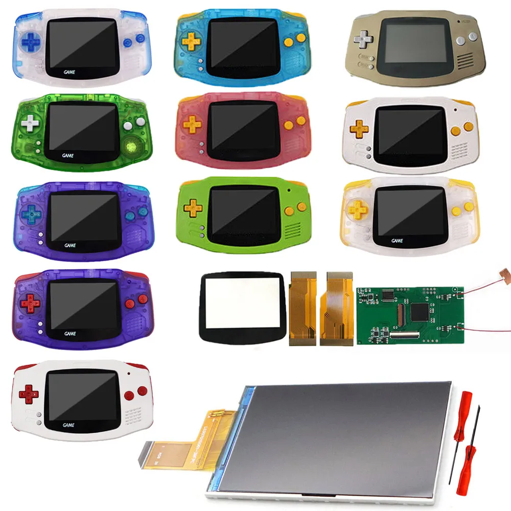 

Новинка, сменный комплект для ЖК-экрана GBA V5 с высветлением, комплекты для замены экрана IPS для GameboyAdvance, новинка, запасные части для корпуса, прозрачный, синий, зеленый