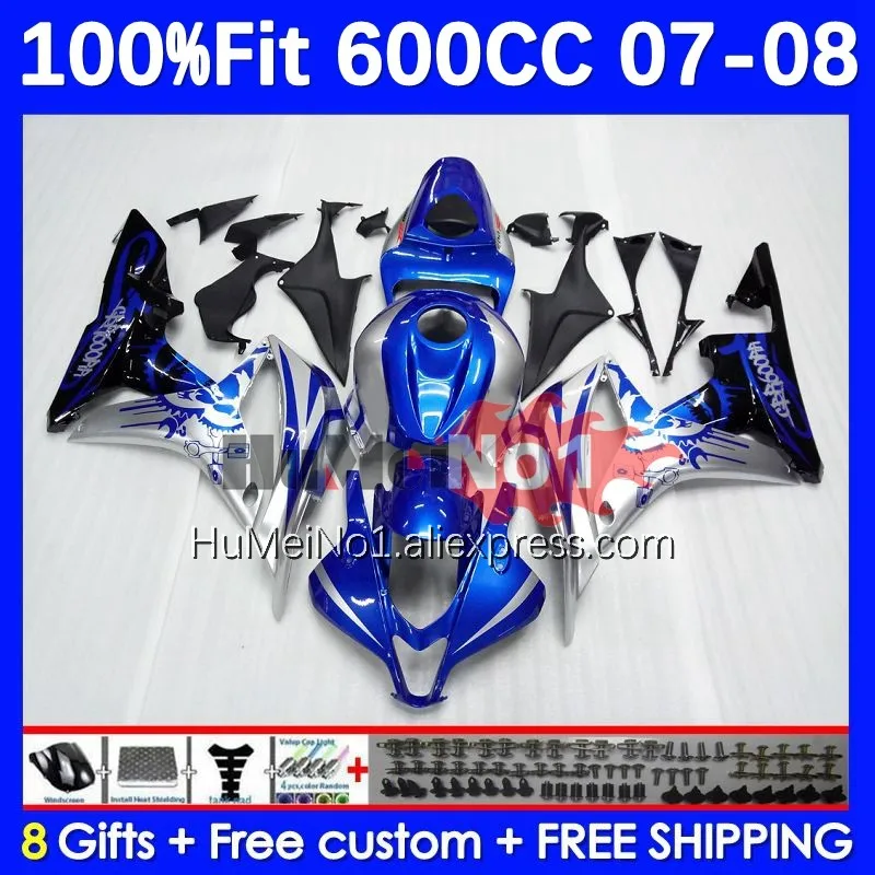 

Injection For HONDA CBR 600 RR CC 600RR 600F5 CBR600RR 36No.2 CBR600F5 600CC CBR600 RR F5 2007 2008 07 08 Fairing Blue silvery