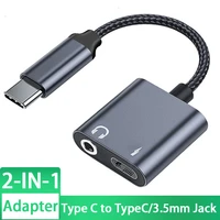 2 in 1 type c adapter usb c to jack 3 5 mm adapter aux audio cable type c earphone converter for huawei mate 30 pro samsung s10