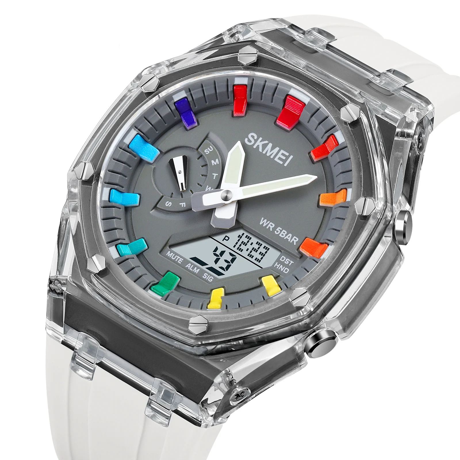 

2100 Outdoor Men Digital Watch Colourful LED Display Watches Waterproof Shock Resistant Mens Wristwatch Clock reloj hombre