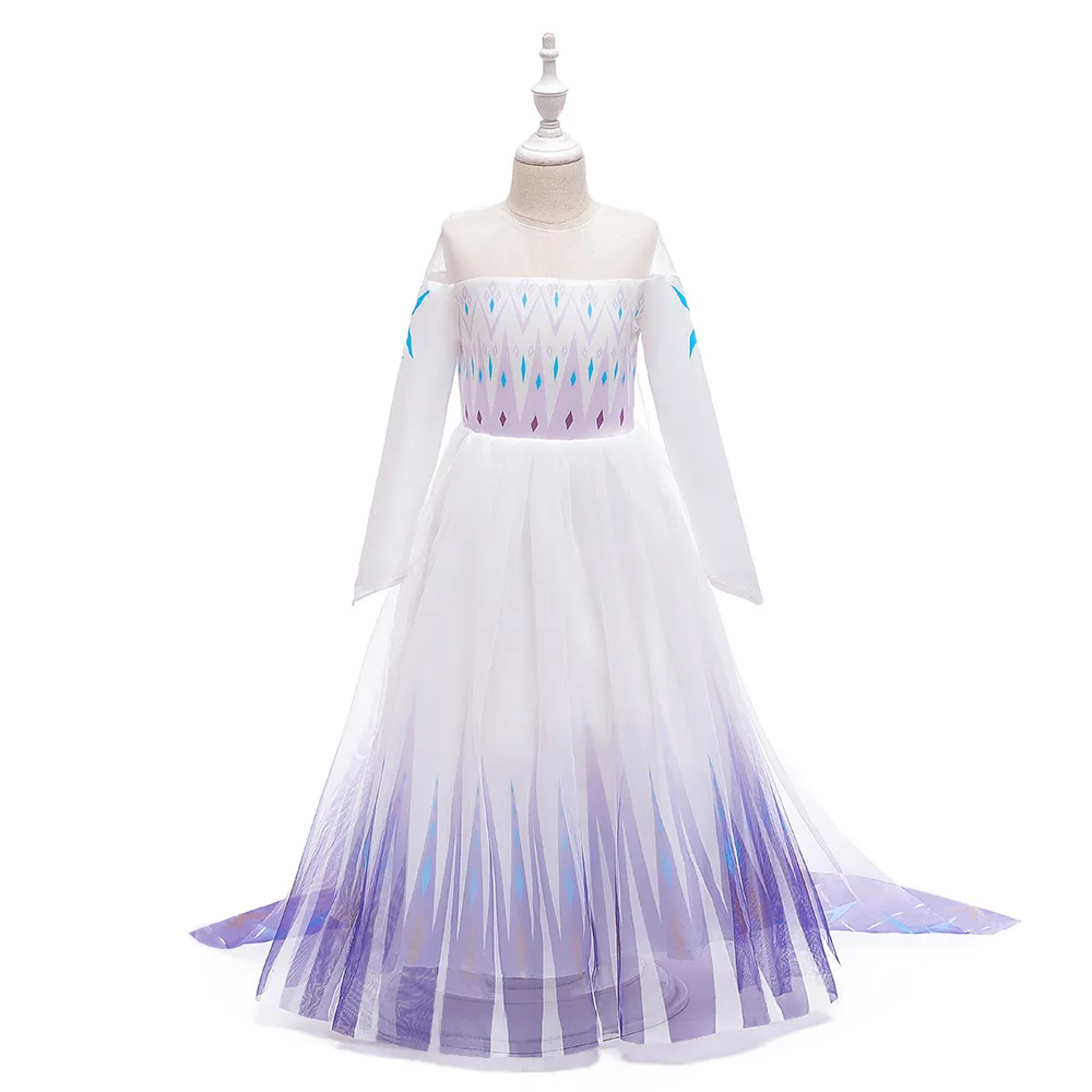 

Frozen long sleeved Elsa dress tuxedo fluffy role-playing princess Elsa dress children's birthday party flower girl costume