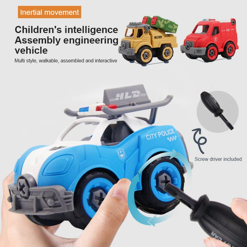 

DIY Sliding Detachable Assembly Car Sanitation And Rescue Military Fire Engineering Vehicle Models Parent-child Interactive Toy