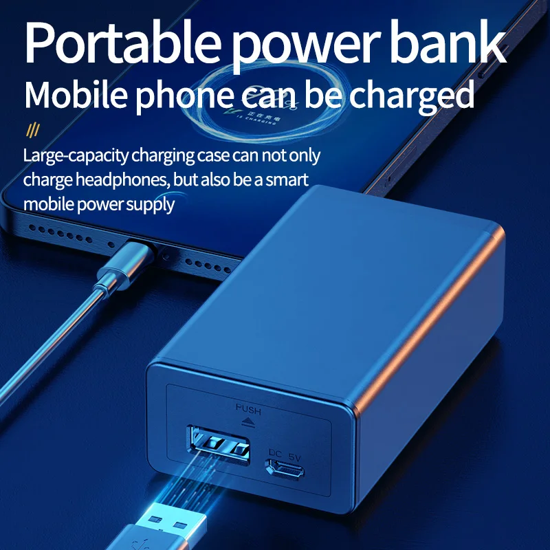 Фото TWS спортивные Bluetooth-наушники с микрофоном и зарядным футляром №2