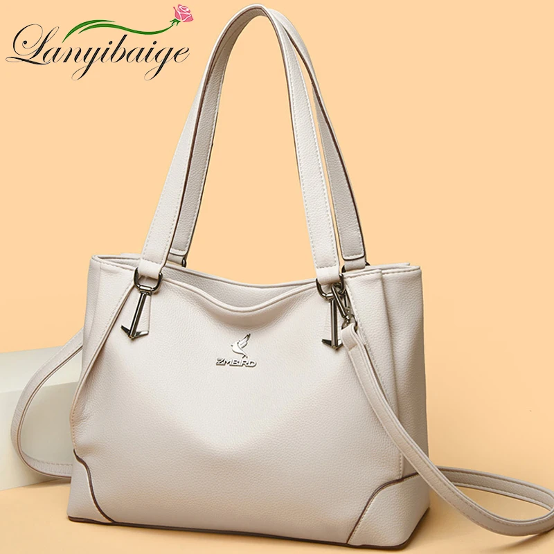 

Quality Ladies Leather Top Handle Bag Female Shoulder 2023 New Tote Shopper Bag Bolsa Feminina Luxury Designer Woman Handbag Sac