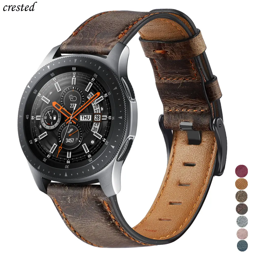 

Ремешок из натуральной кожи для samsung Galaxy watch 3 45 мм/46 мм/Gear S3 frontier 22 мм, ремешок для часов Huawei 55 мм