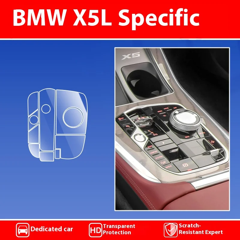 

Для BMW X5 X5L 2020-2024 комплект защитной пленки для центральной консоли, глянцевая наклейка на приборную панель, защита внутренней отделки