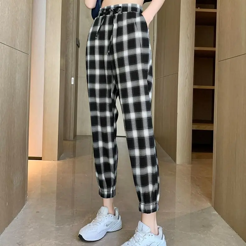 

Women Pants High Waist Summer Joker Lattice Pants Loose Pants Pantalones De Mujer Woman Y2k Clothes 5XL Harem Pants