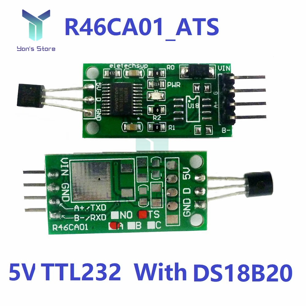 

5V/12V TTL232 / RS485 MODBUS RTU Serial Port Remote Acquisition Temperature Sensor Module for Arduino PC PLC MCU DS18B20 Sensor