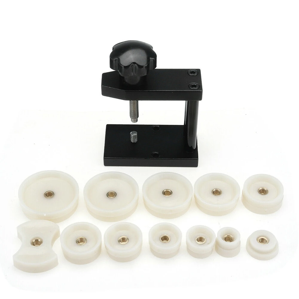 13pcs/set Watch Capping Machine Kit 12 Dies Watch Crystal Front Back Cover Screw Closer Press Presser Fixing Base Repair Tool