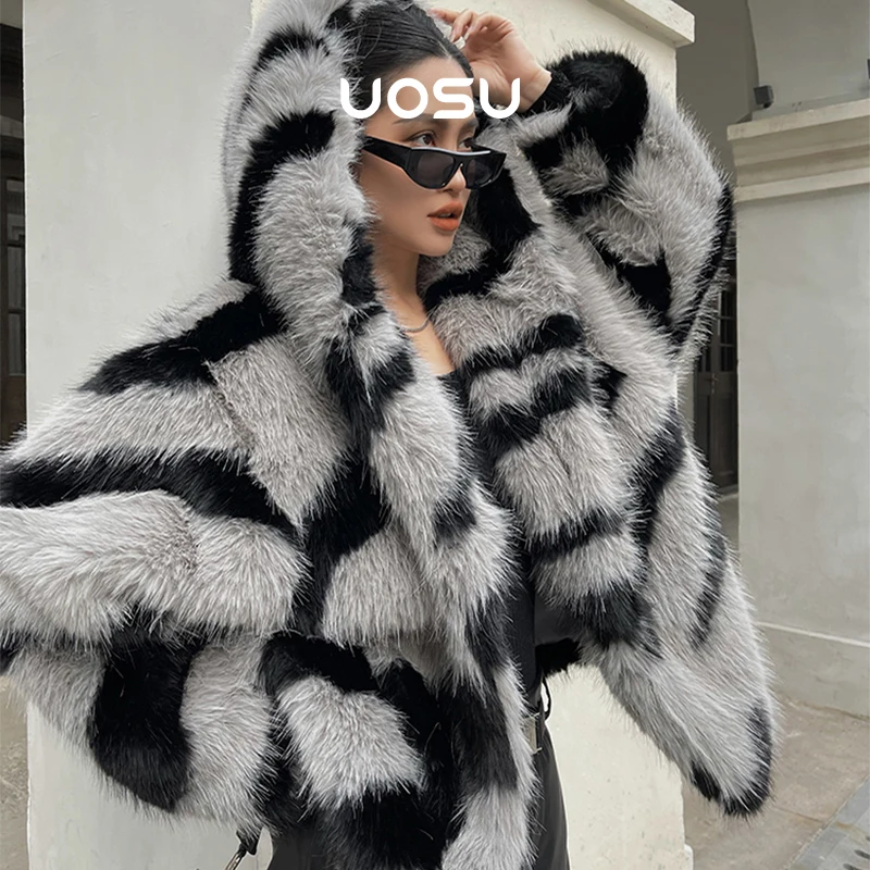

Oversized Hooded Faux Fox Fur Overcoat Women Y2k Cool Street Girls 2023 Winter Thick Warm Baggy Faux Fur Jacket Coat Outwear