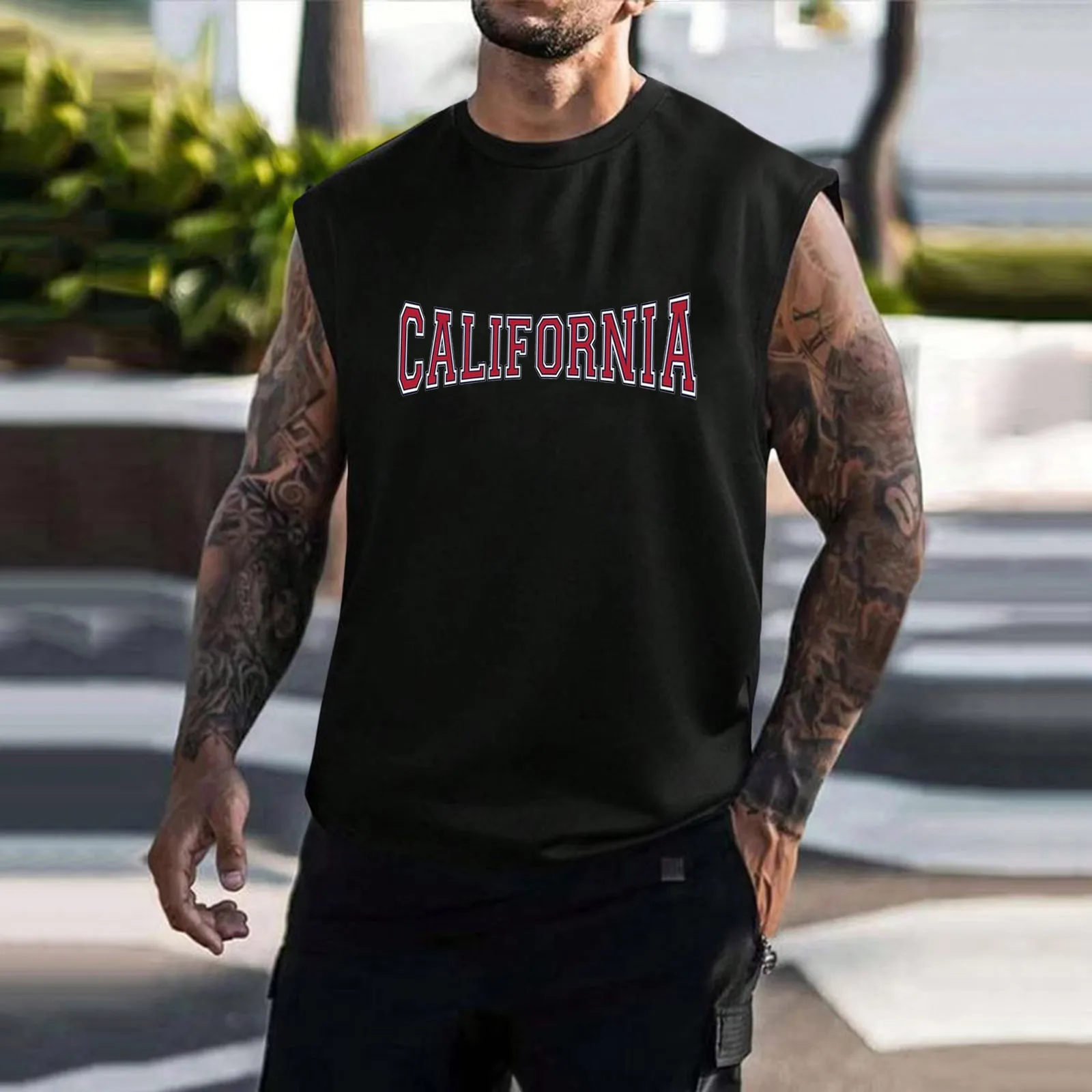

Champagne Turtleneck Men Mens Outdoor Fitness Loose Summer Leisure Printed Sports Hooded Tank Top Graphic T Shirts