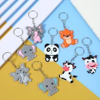 elephant panda cow pendant silicone cute keychain cartoon accessories bag key car couple fashion birthday gift exquisite ideas
