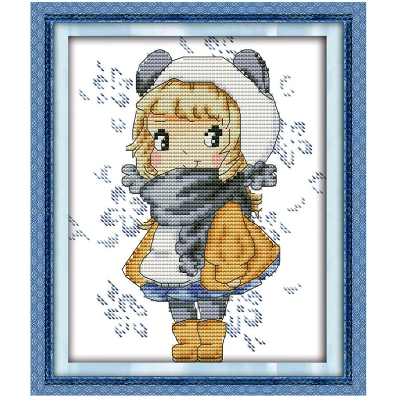 

The girl with big eyes cross stitch kit 18ct 14ct 11ct count printed canvas stitching embroidery DIY handmade needlework