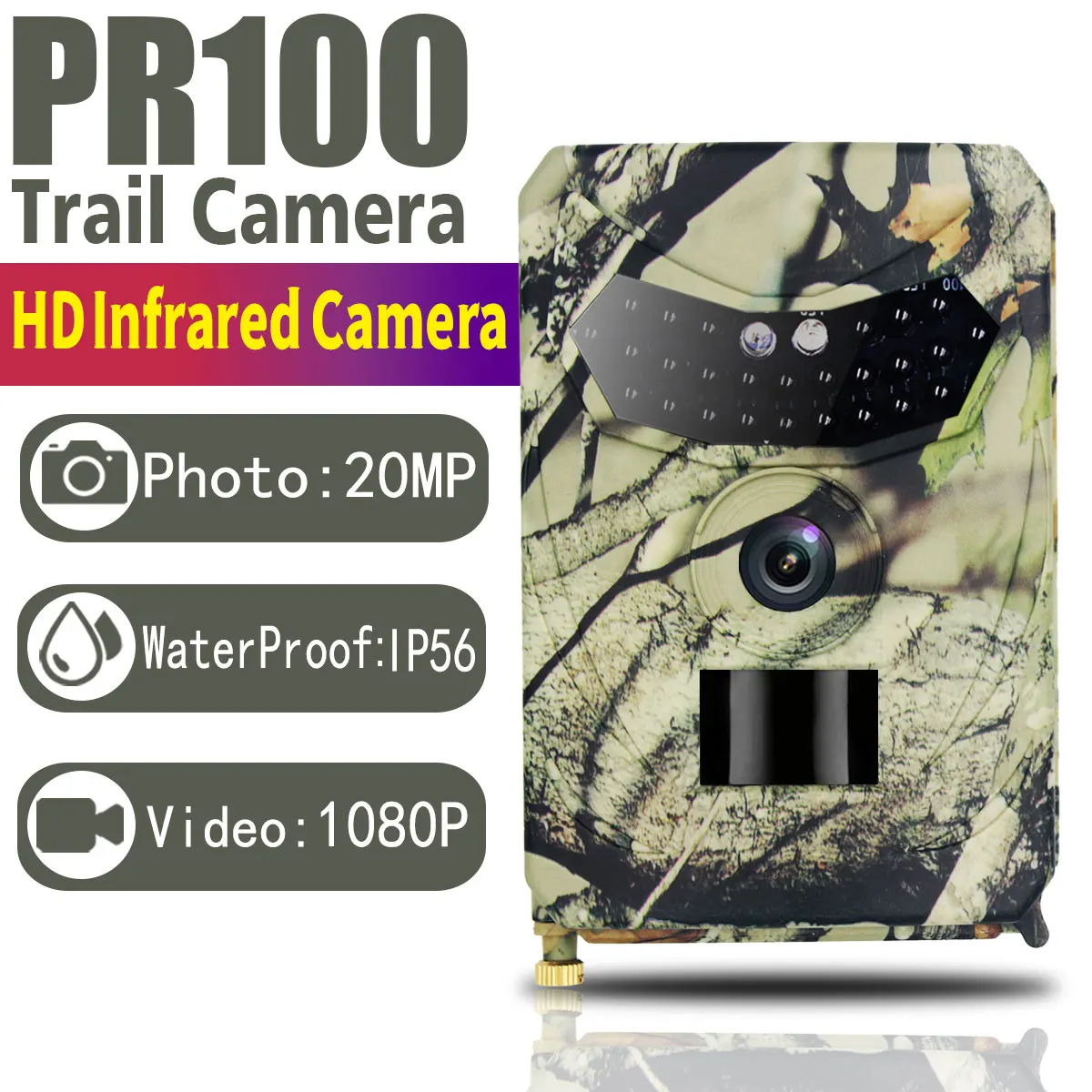 

12MP Outdoor Trail Camera HD 1080P Wildlife PIR Infrared Night Vision Camera Animal Video Photo Traps Scouting Hunting Camera