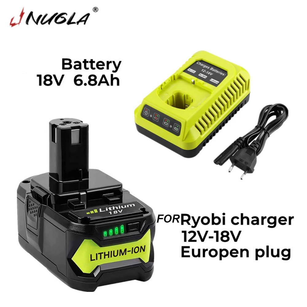 Литиевый аккумулятор для Ryobi, 18 в, 6800 мАч, для Ryobi ONE + P102P103P104P105 P107, беспроводной силовой укладчик + лестница
