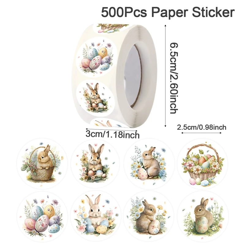 

Круглые пасхальные наклейки с кроликами