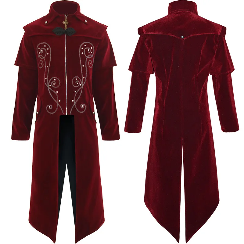 

Halloween Cosplay Gothic Vampire Coat Stand-up Collar Vintage Jacket Overcoat