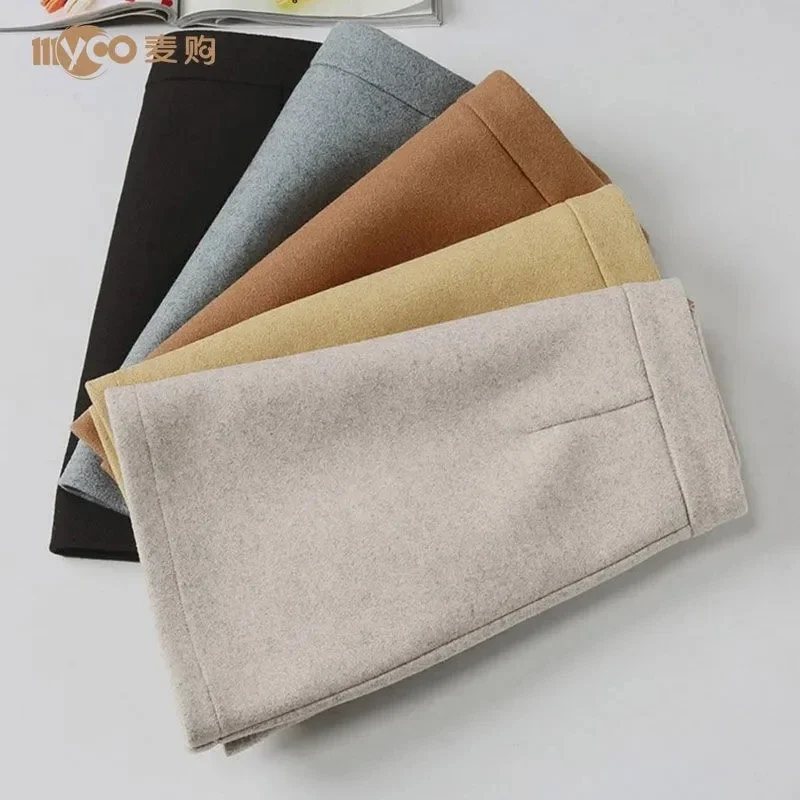 Женская шерстяная мини-юбка трапециевидная с запахом