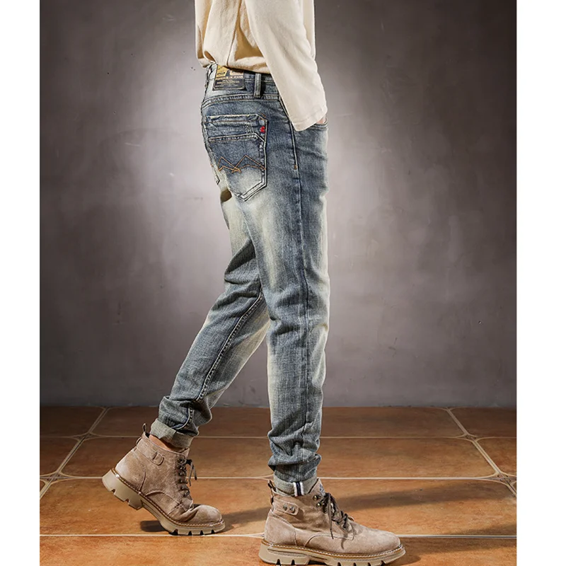 Men Clothing 2022 New Style Blue Straight Large Jeans Self-cultivation Vintage Comfortable Pencil Pants Women Autumn and Winter