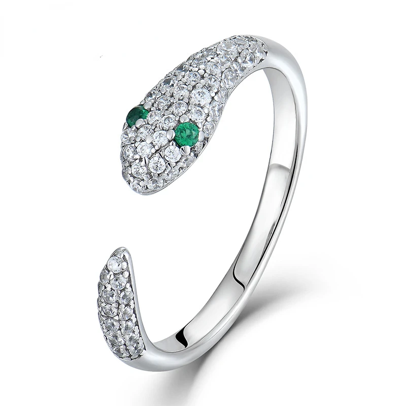 

Кольцо регулируемое в виде головы змеи, из серебра 925 пробы