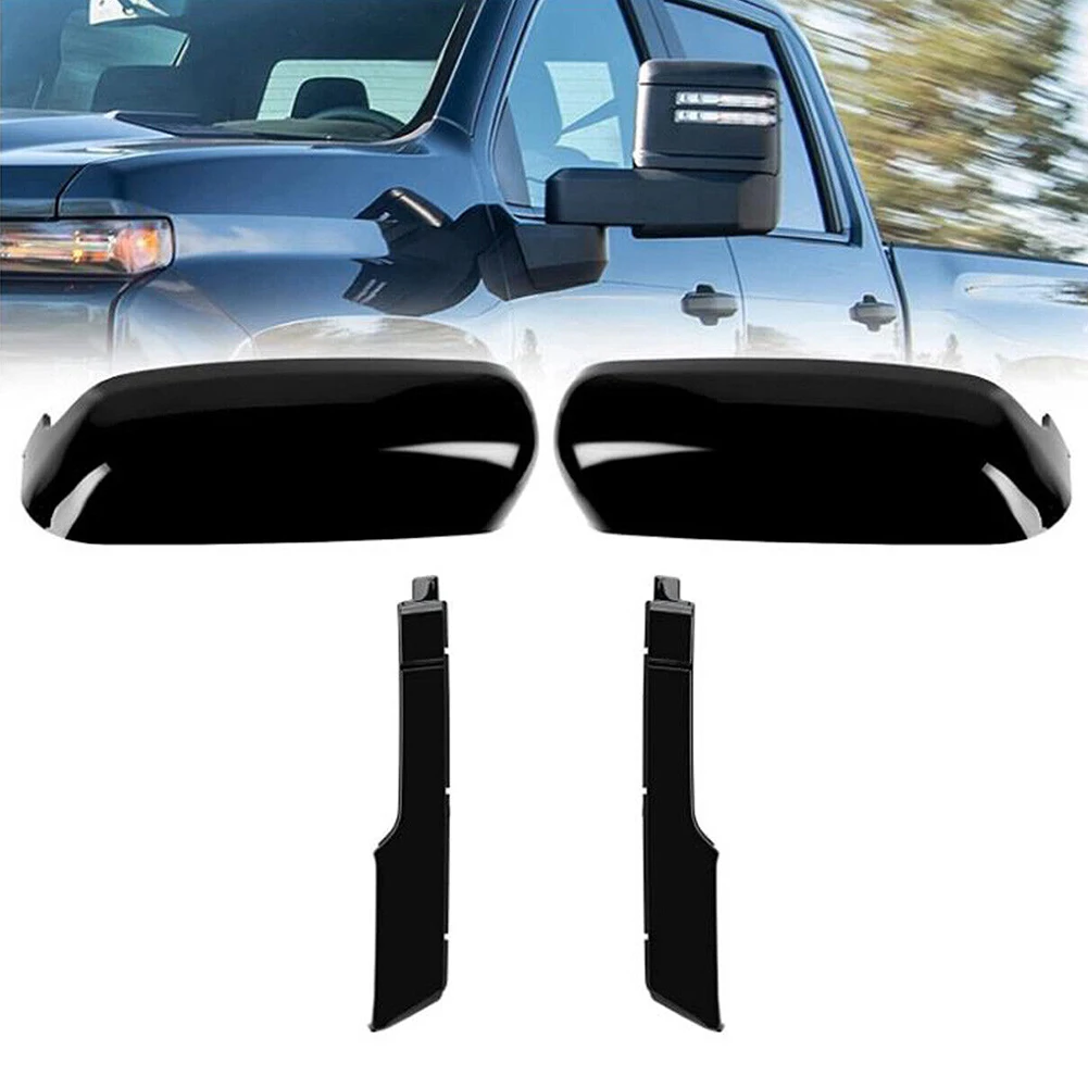 

Car Accessories Side Mirror Cover Mirror Caps 2PCS Black Top For GMC Sierra HD Left And Right Side Side Clip-on For Chevy HD NEW