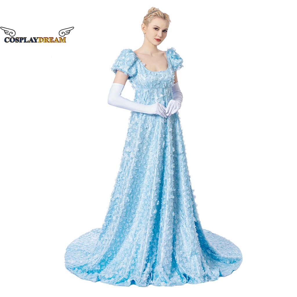 Платье Bridgerton для косплея нарядное платье синее кружевное аварийное до пола Джейн