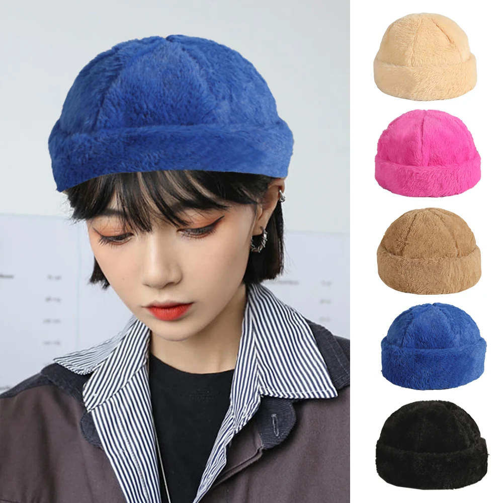 

Basin Caps Brimless Hat Landlord Hat Melon Hat Bucket Hats Soft Plush Korea Design Warm Autumn Winter Fashion Winter Hat Beret
