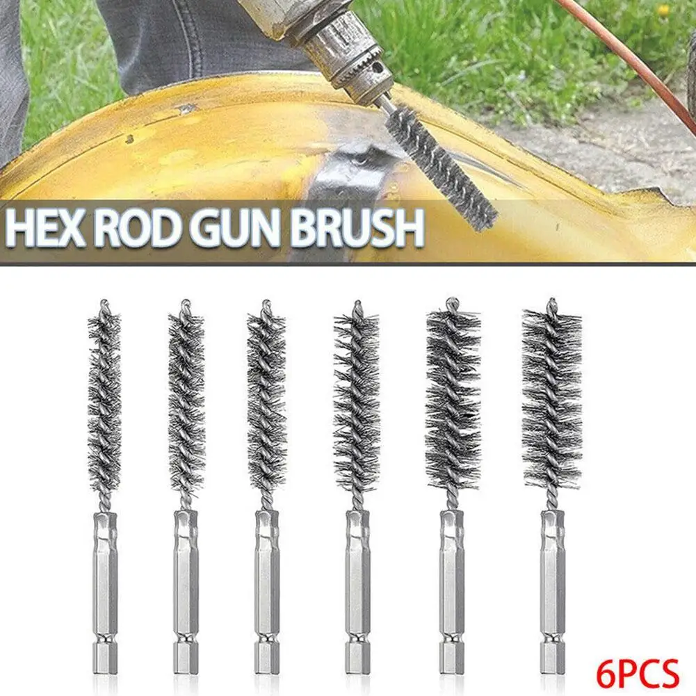 

6pcs/set Stainless Steel Drilling Brush Twisted Wire Stainless-Steel Cleaning Brushes For Electric Drill Impact Tools Cleaning