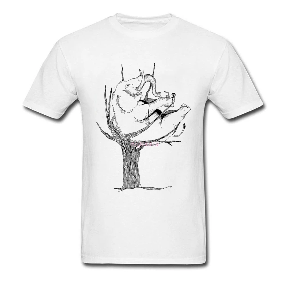 Drawing White T-shirt  Cartoon Design Male Cotton T Shirts Funny Cute Animal