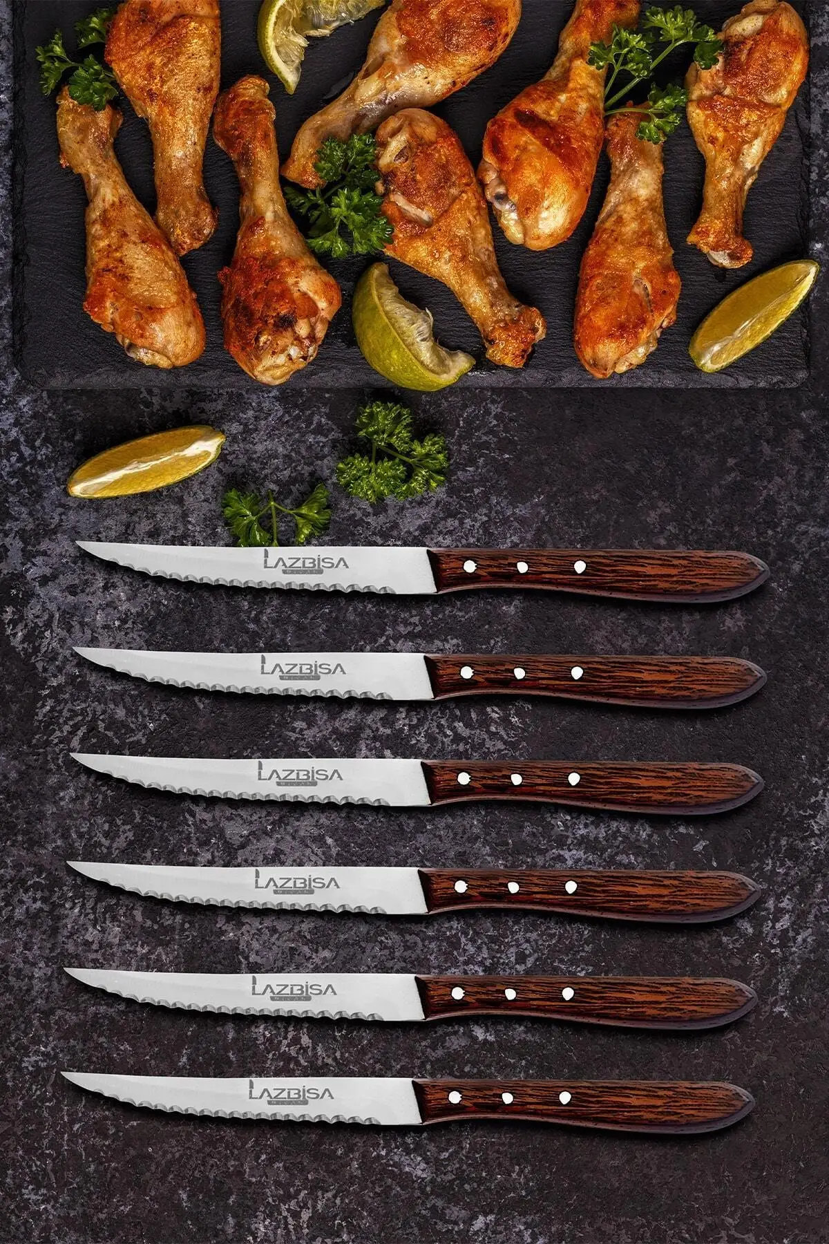 Kitchen Knife Steak Meat Restaurant Meat Cutting Chopping Fruit Vegetable Knife Stylish Wenge Wood Handle Stainless Steel